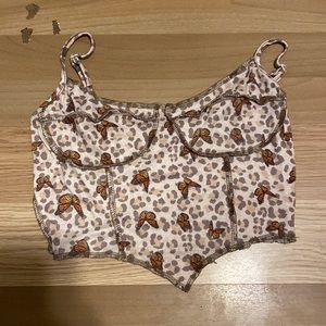 butterfly cheetah print cropped tank top